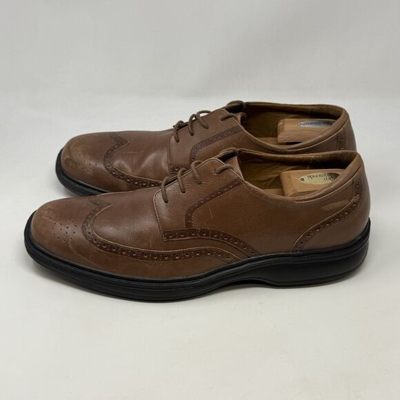 Dr Comfort Wing Shoes Mens 13 M Brown Leather Lace Up Casual Dress Brogue Ortho - Picture 4 of 16